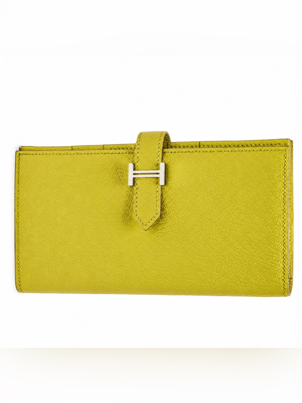HERMES CHEVRE MYSORE BEARN GUSSET LONG WALLET YELLOW